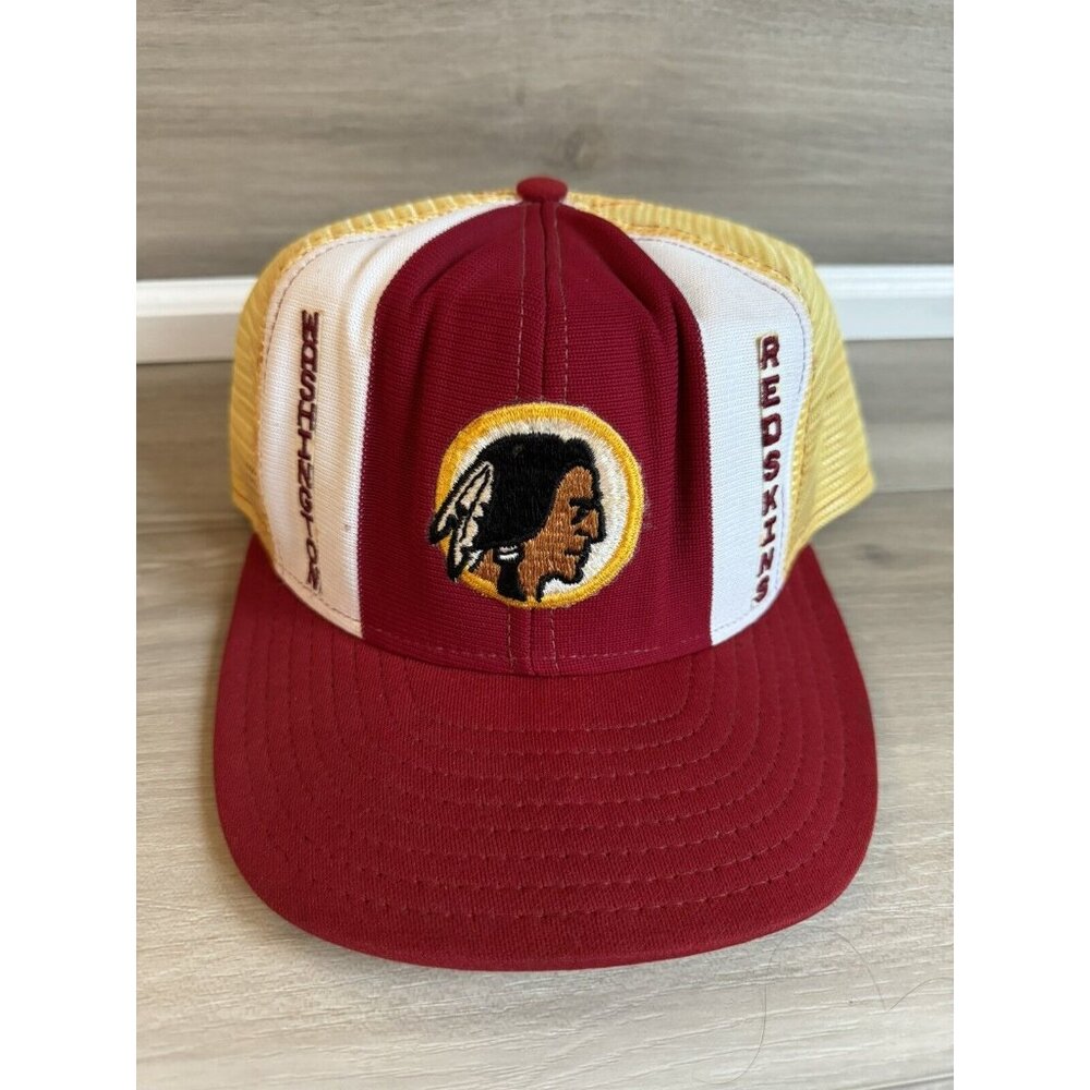 Vintage Washington Redskins Lucky Stripes Hat Mesh Trucker Snapback Made In USA‎